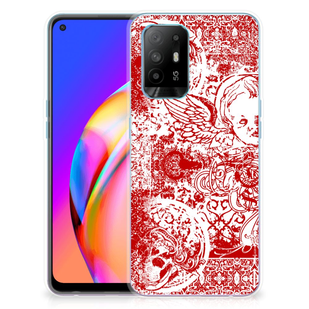 Silicone Back Case OPPO A94 5G | Reno5 Z Angel Skull Rood
