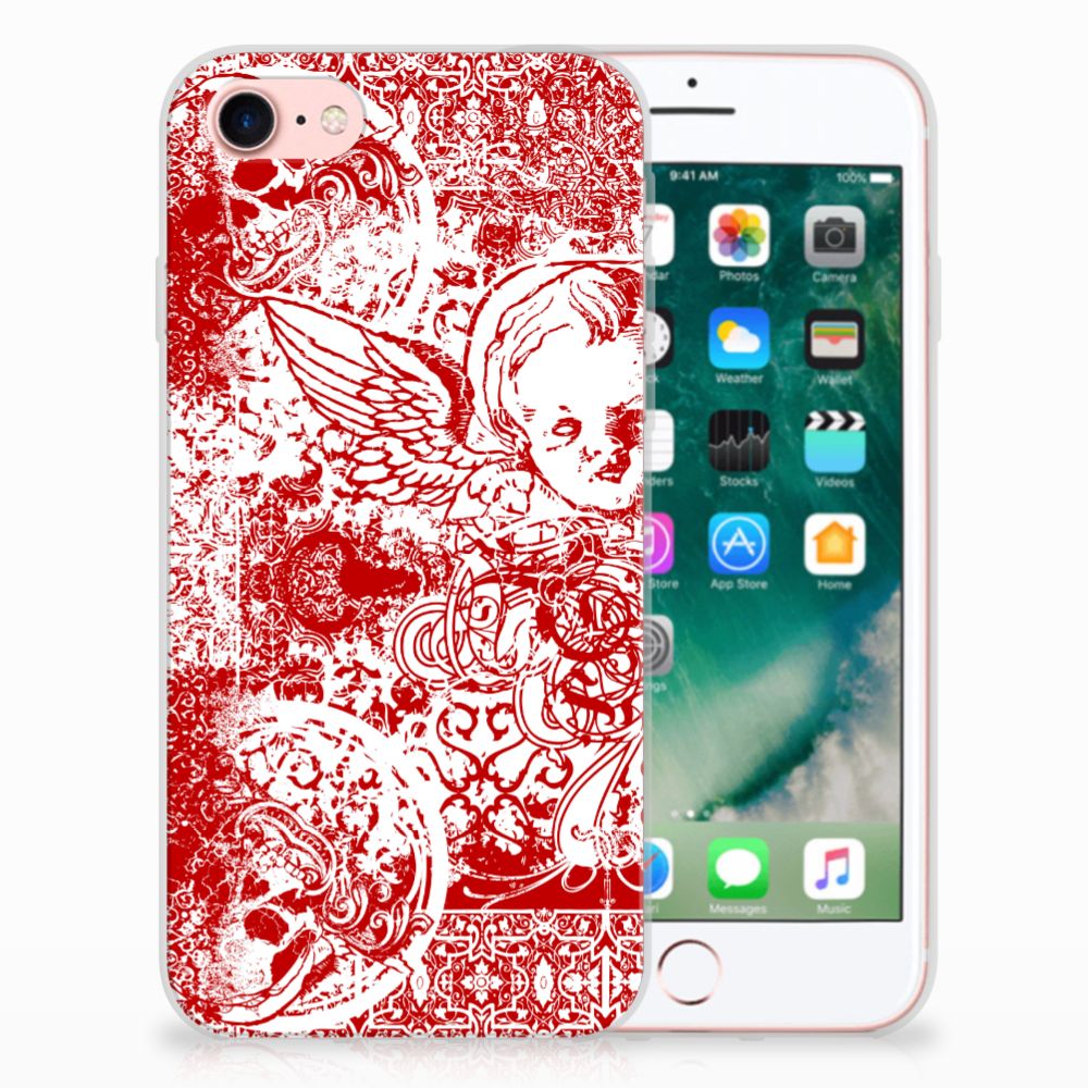 Silicone Back Case iPhone SE 2022 | SE 2020 | 8 | 7 Angel Skull Rood