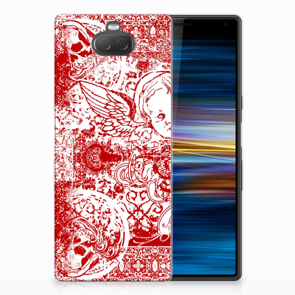 Silicone Back Case Sony Xperia 10 Plus Angel Skull Rood