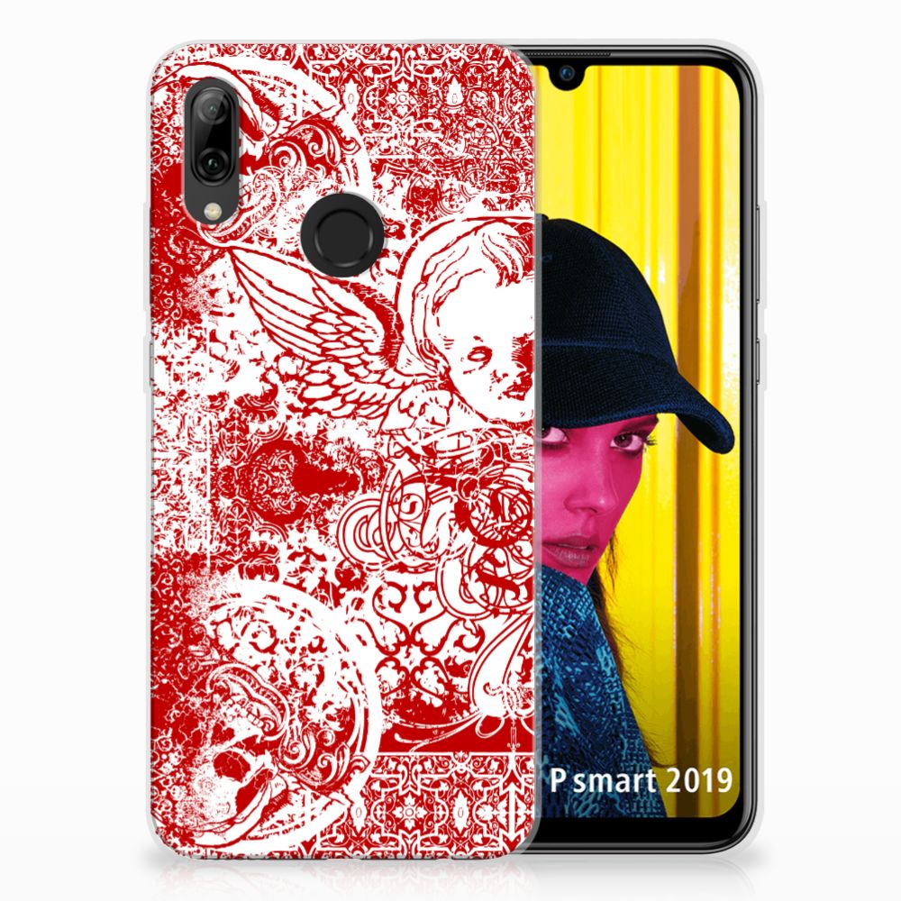 Silicone Back Case Huawei P Smart 2019 Angel Skull Rood