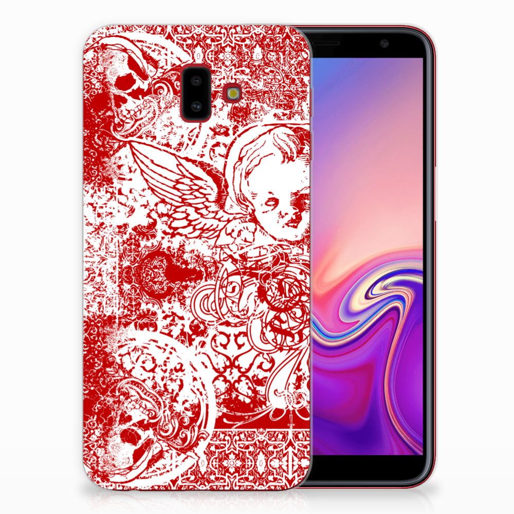 Silicone Back Case Samsung Galaxy J6 Plus (2018) Angel Skull Rood