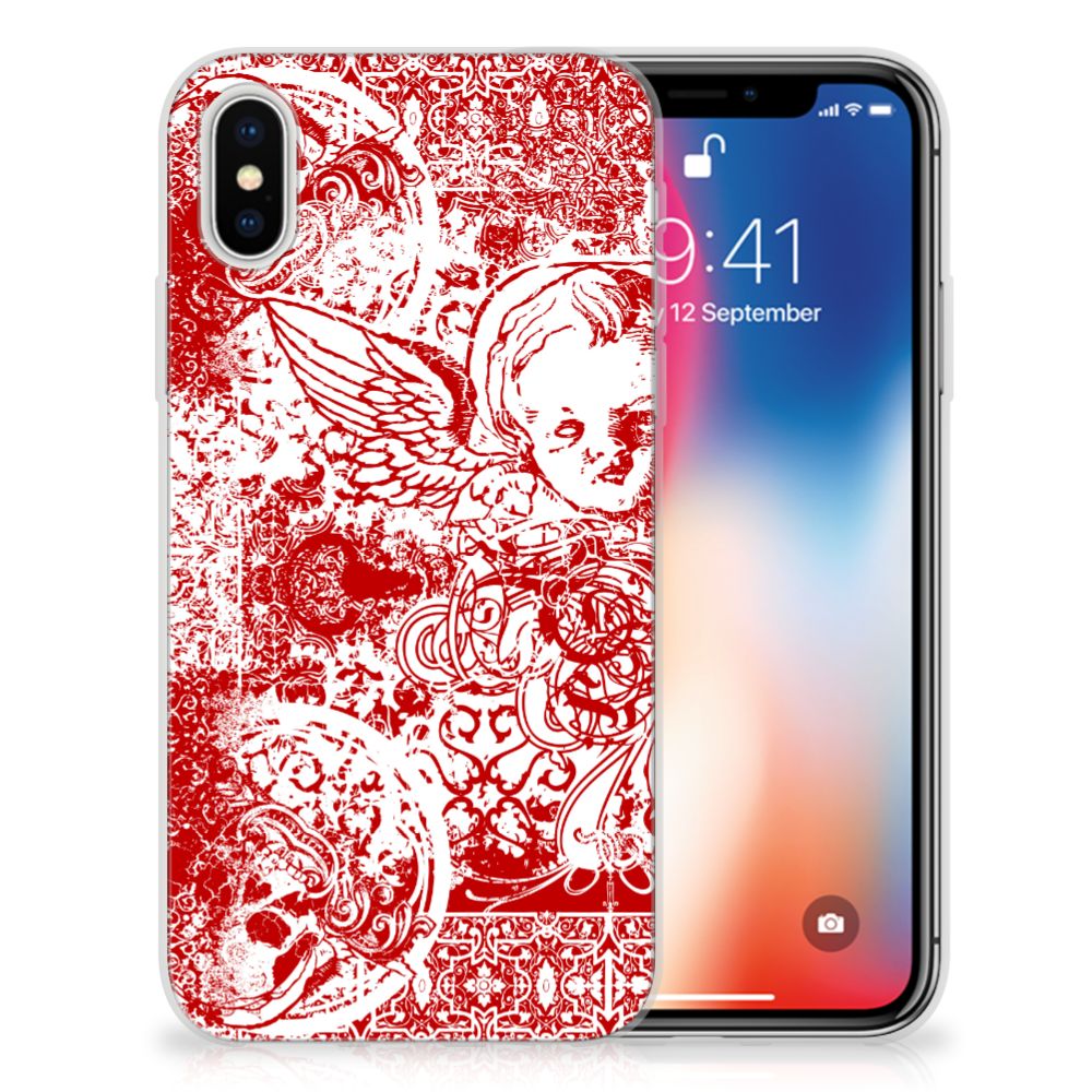 Silicone Back Case Apple iPhone X | Xs Angel Skull Rood