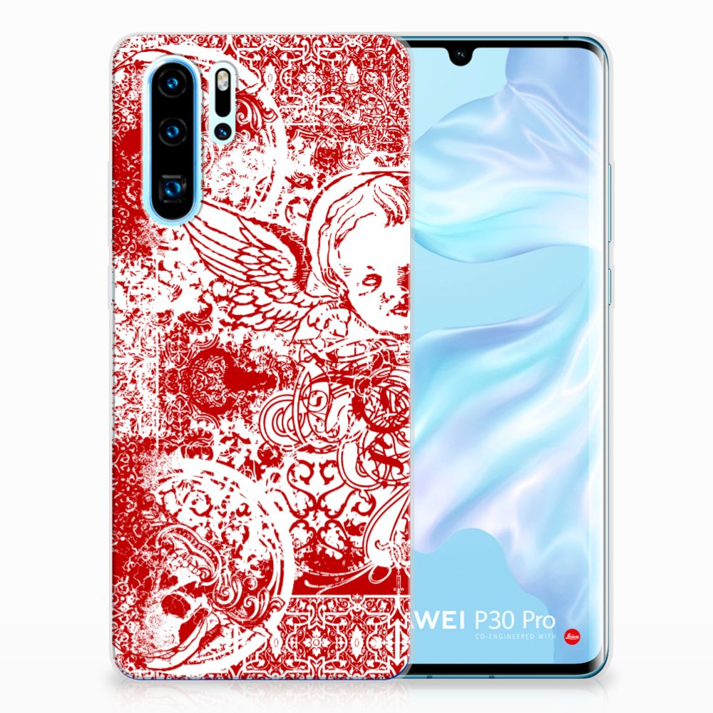 Silicone Back Case Huawei P30 Pro Angel Skull Rood