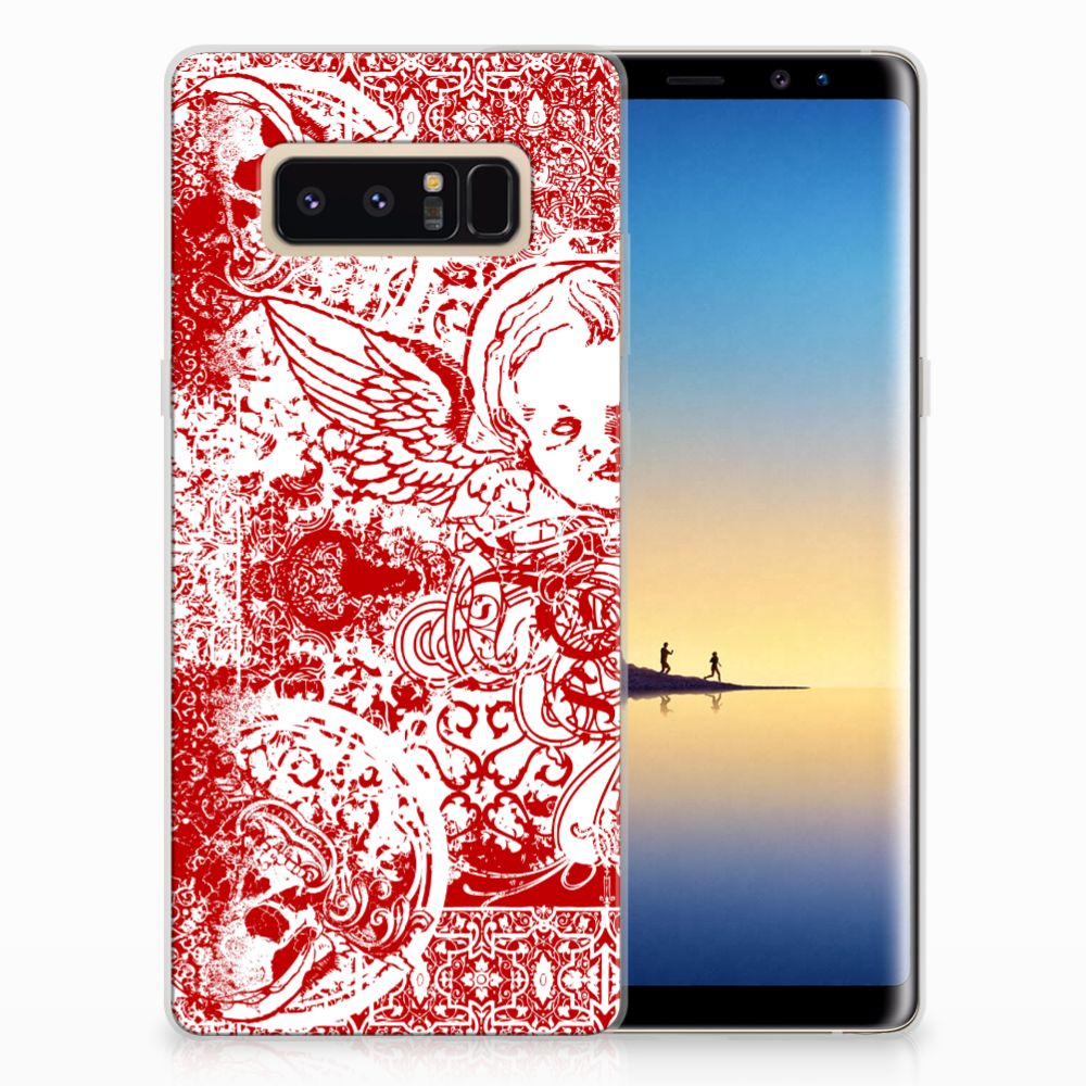 Silicone Back Case Samsung Galaxy Note 8 Angel Skull Rood