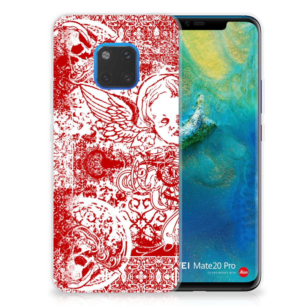 Silicone Back Case Huawei Mate 20 Pro Angel Skull Rood