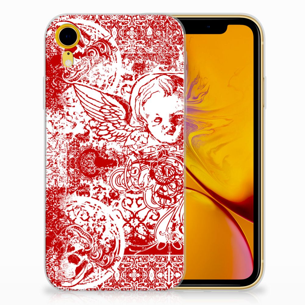 Silicone Back Case Apple iPhone Xr Angel Skull Rood