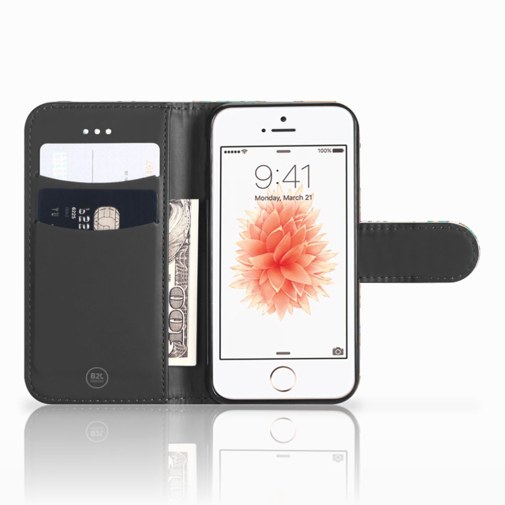 Apple iPhone 5 | 5s | SE Telefoonhoesje met Pasjes Vrolijke Uilen