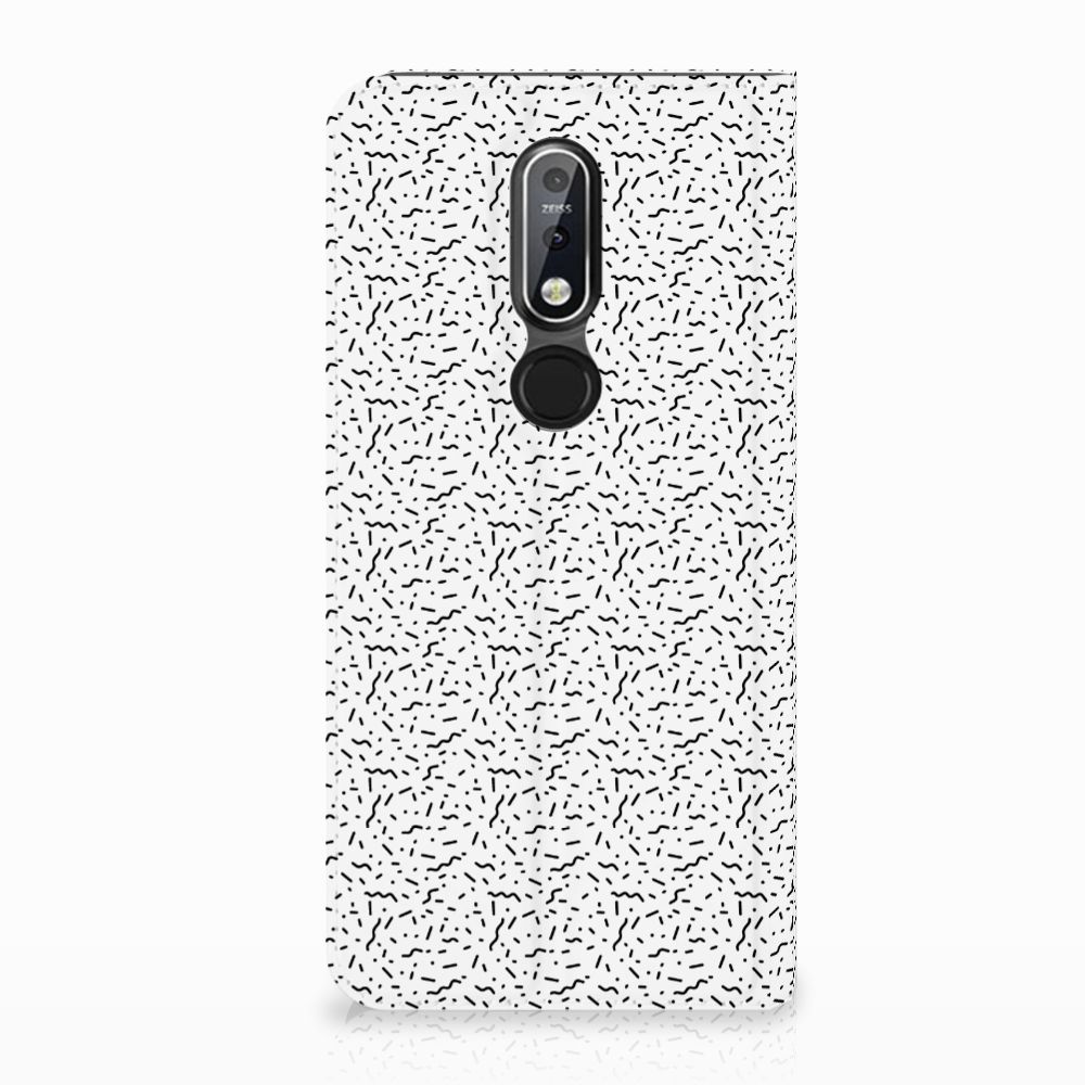 Nokia 7.1 (2018) Hoesje met Magneet Stripes Dots
