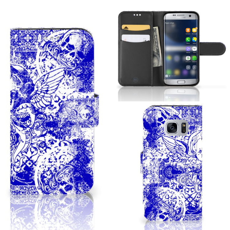 Telefoonhoesje met Naam Samsung Galaxy S7 Angel Skull Blauw