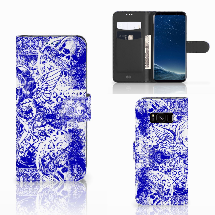 Telefoonhoesje met Naam Samsung Galaxy S8 Angel Skull Blauw