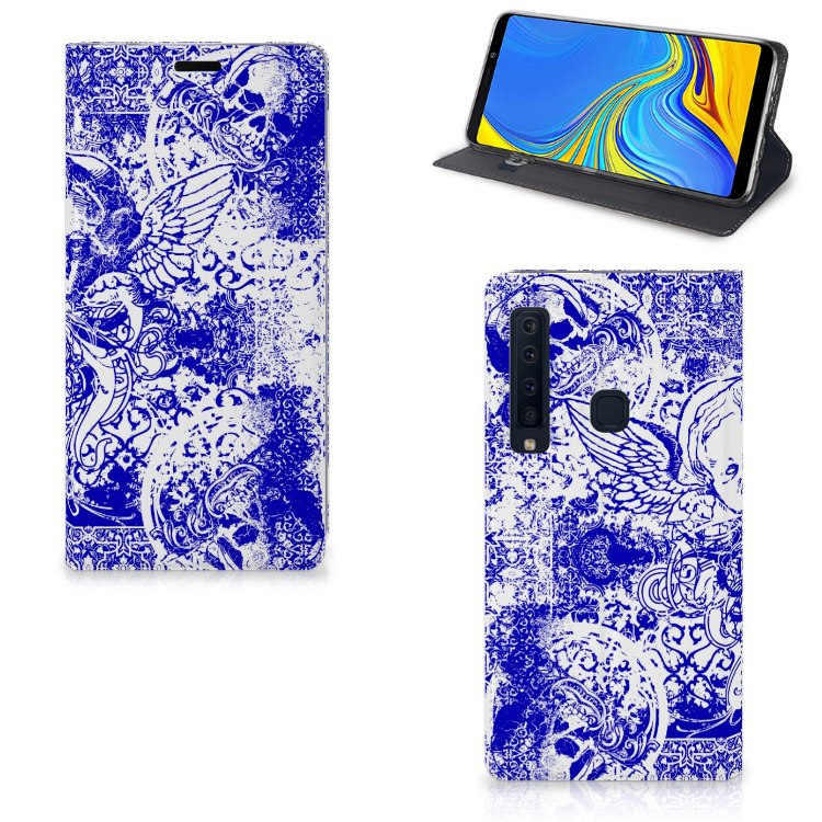 Mobiel BookCase Samsung Galaxy A9 (2018) Angel Skull Blauw