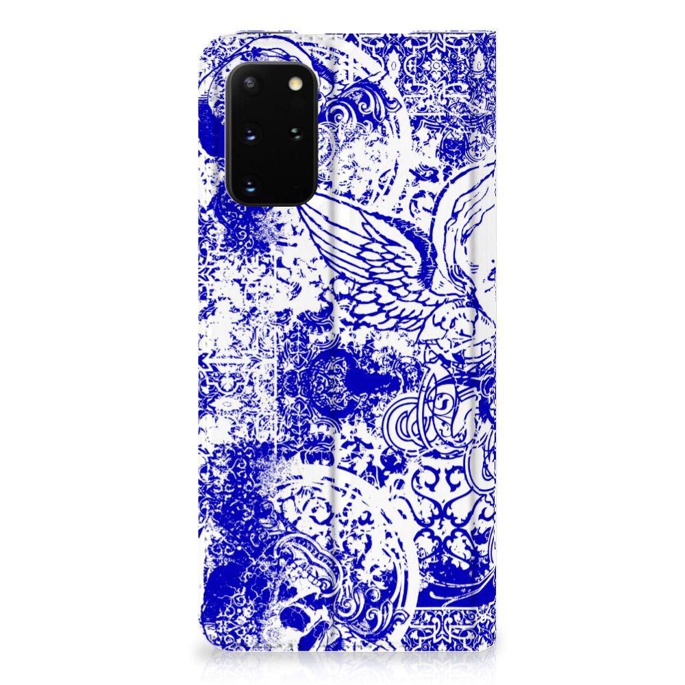 Mobiel BookCase Samsung Galaxy S20 Plus Angel Skull Blauw