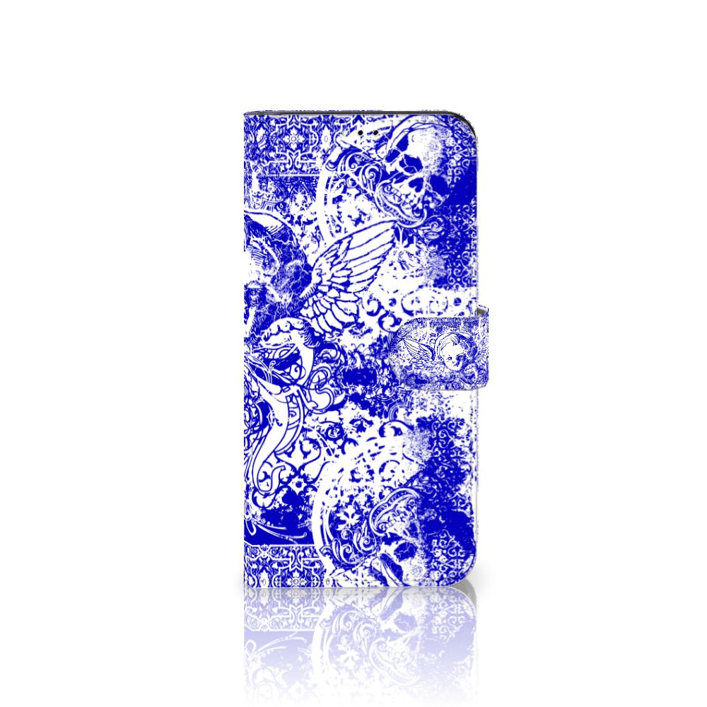 Telefoonhoesje met Naam Samsung Galaxy A23 Angel Skull Blauw