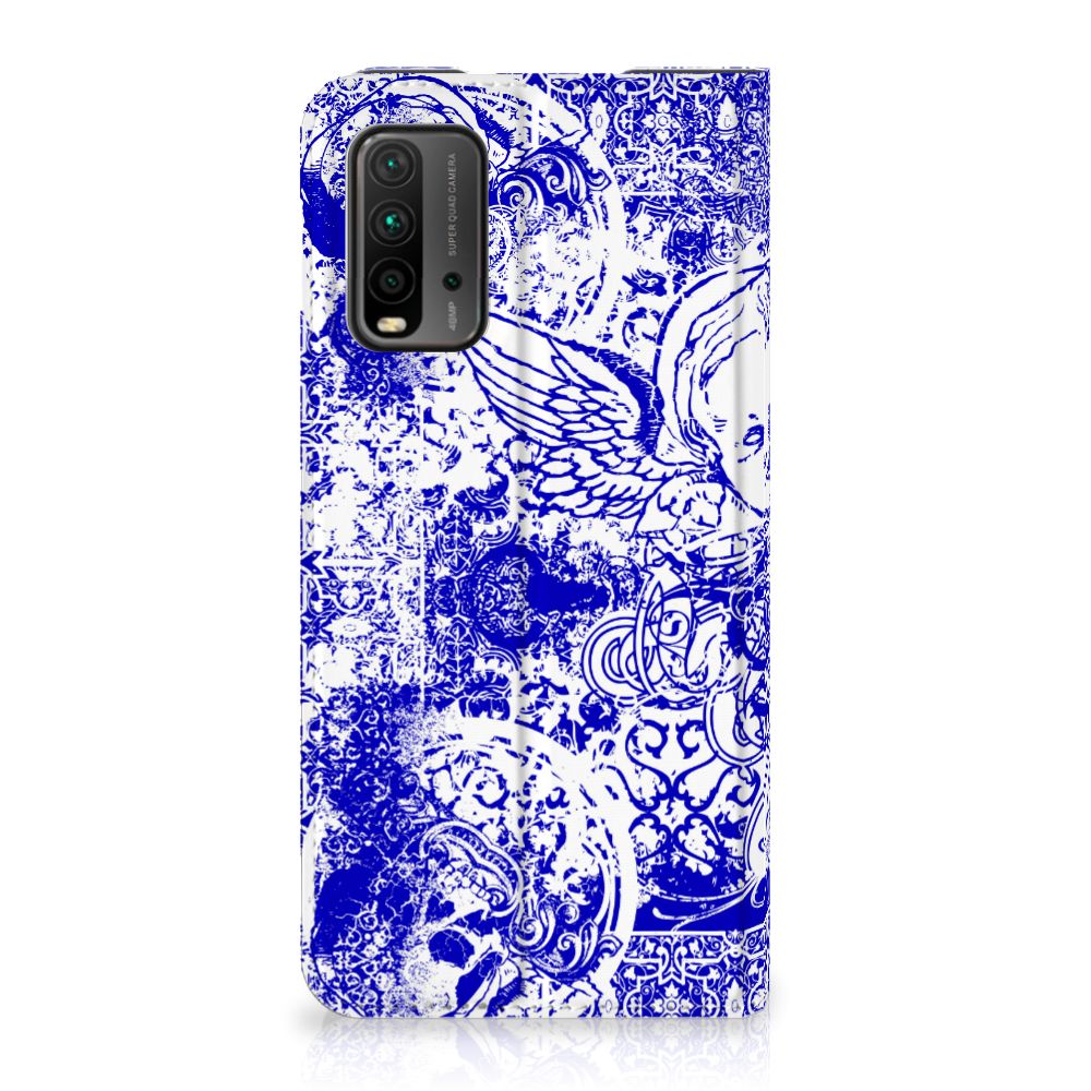Mobiel BookCase Xiaomi Poco M3 | Redmi 9T Angel Skull Blauw