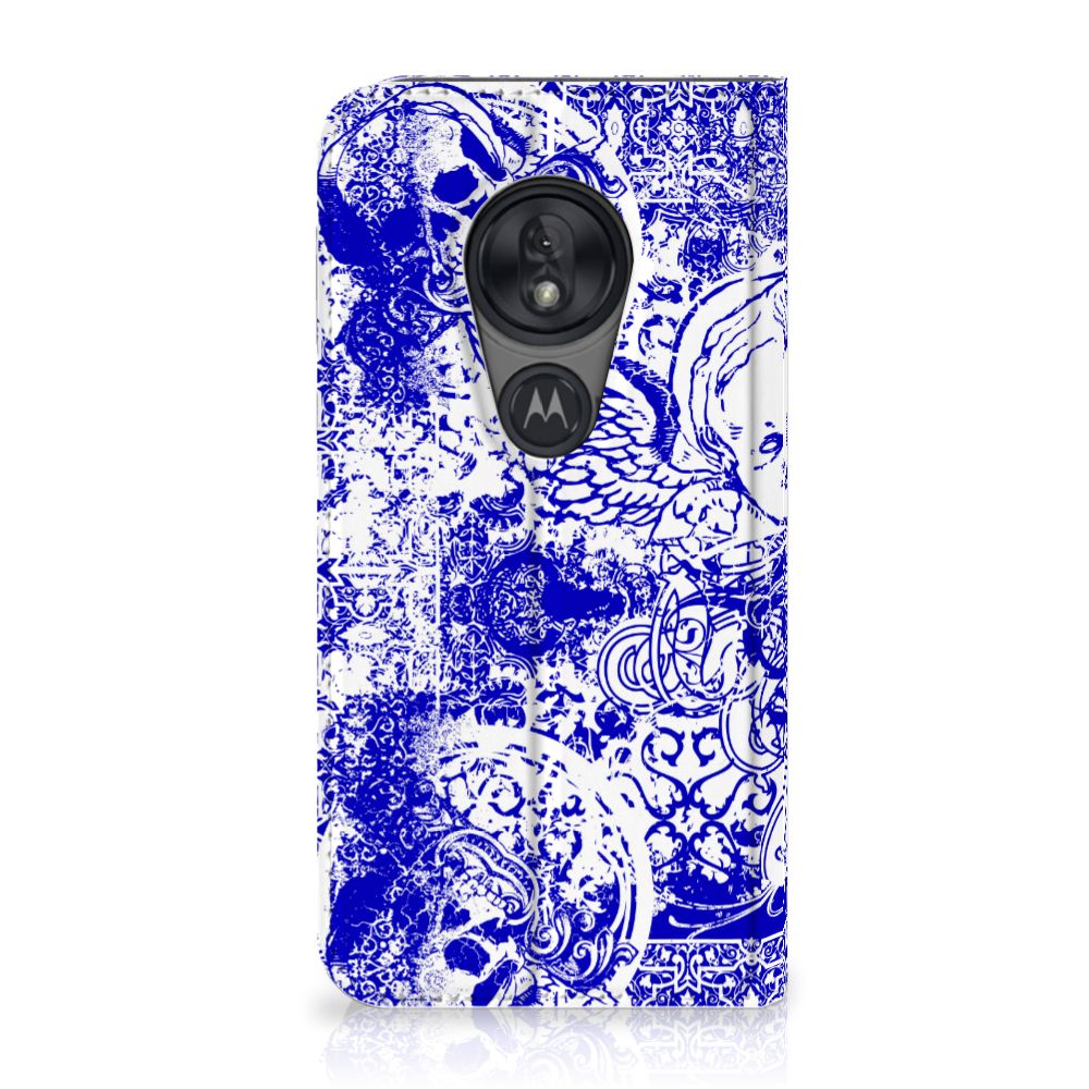 Mobiel BookCase Motorola Moto G7 Play Angel Skull Blauw