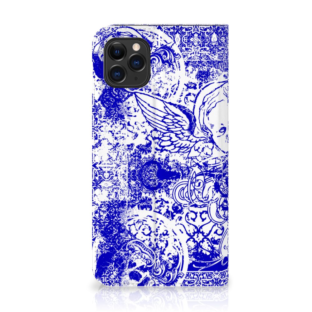 Mobiel BookCase Apple iPhone 11 Pro Max Angel Skull Blauw