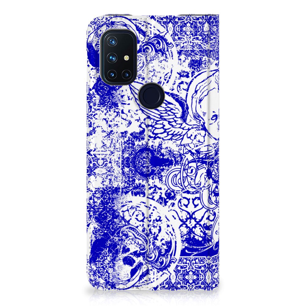 Mobiel BookCase OnePlus Nord N10 5G Angel Skull Blauw