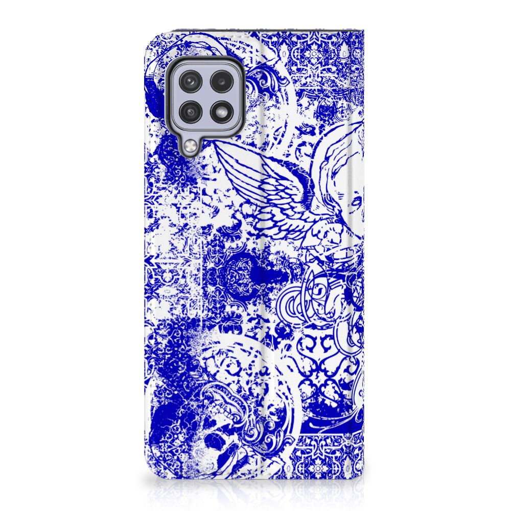 Mobiel BookCase Samsung Galaxy A22 4G | M22 Angel Skull Blauw