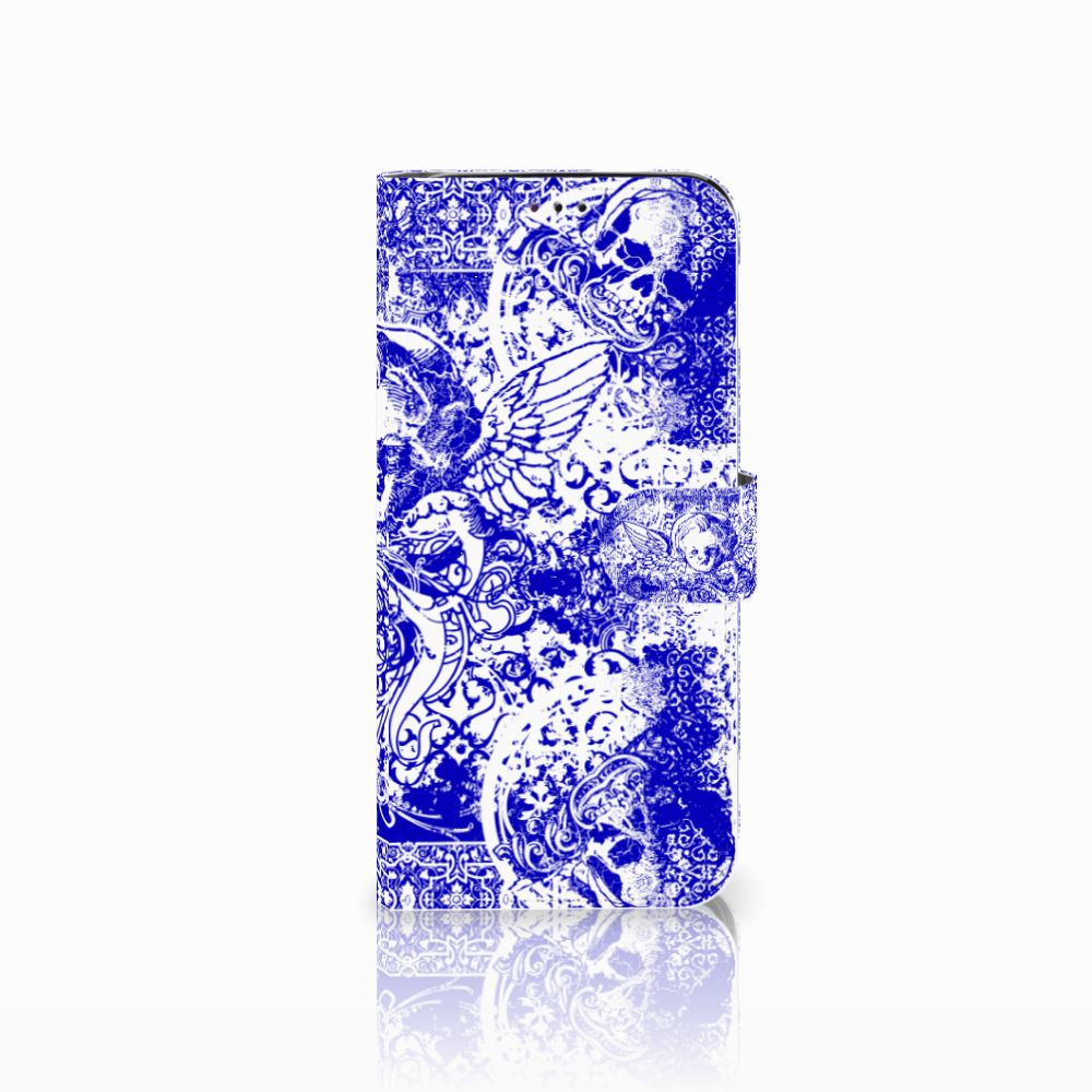 Telefoonhoesje met Naam Samsung Galaxy A70 Angel Skull Blauw