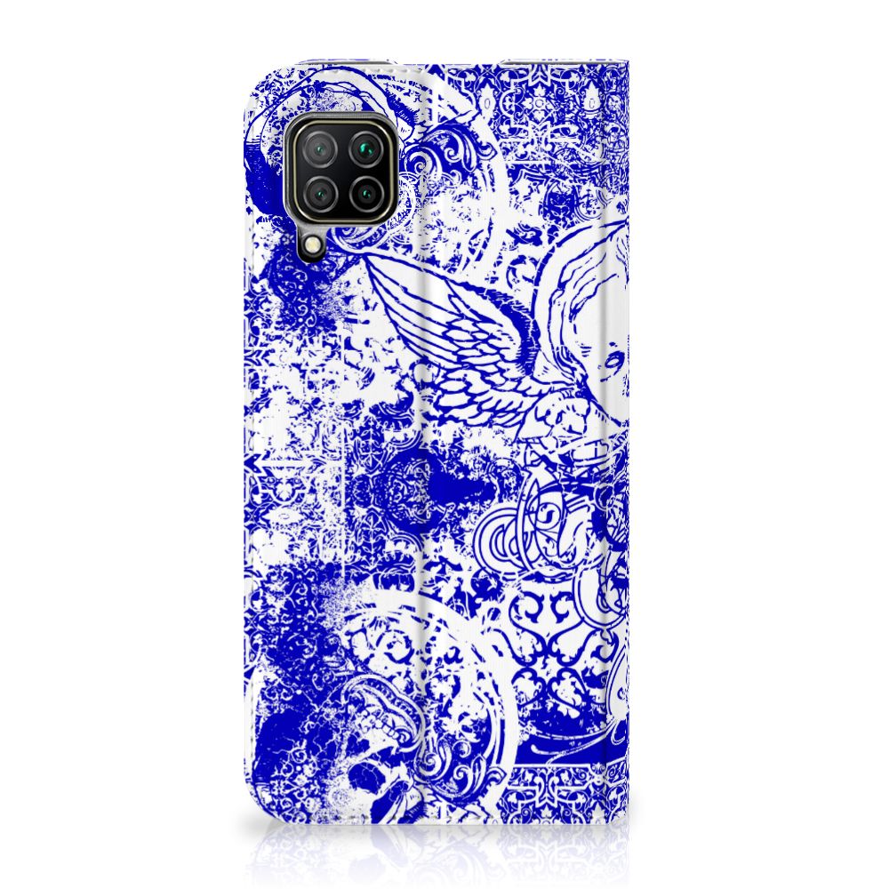 Mobiel BookCase Huawei P40 Lite Angel Skull Blauw