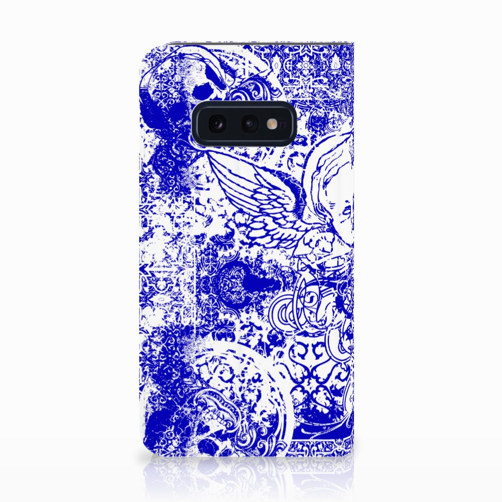 Mobiel BookCase Samsung Galaxy S10e Angel Skull Blauw