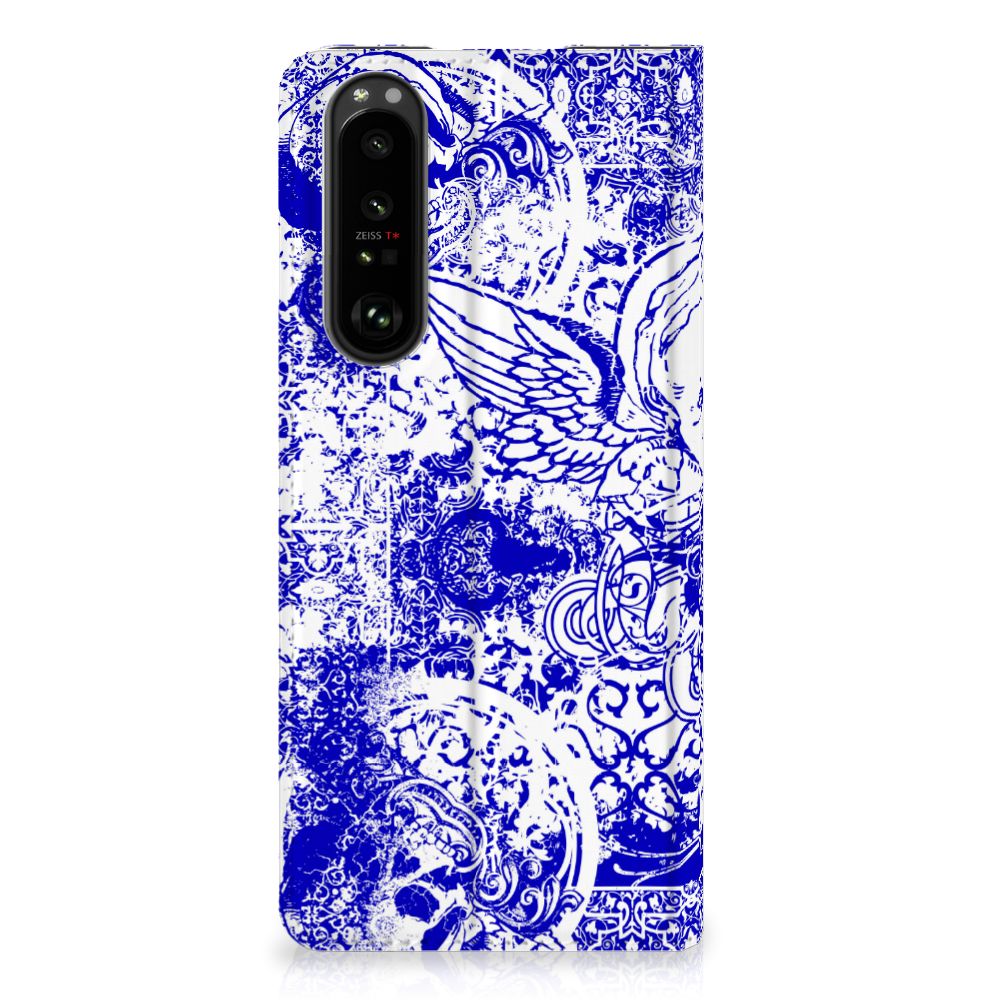 Mobiel BookCase Sony Xperia 5 III Angel Skull Blauw