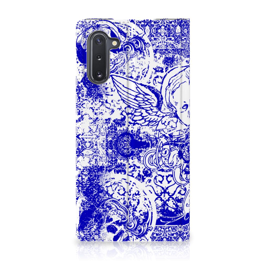 Mobiel BookCase Samsung Galaxy Note 10 Angel Skull Blauw