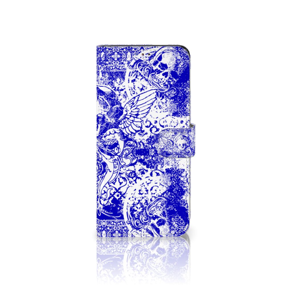 Telefoonhoesje met Naam Samsung Galaxy A20s Angel Skull Blauw