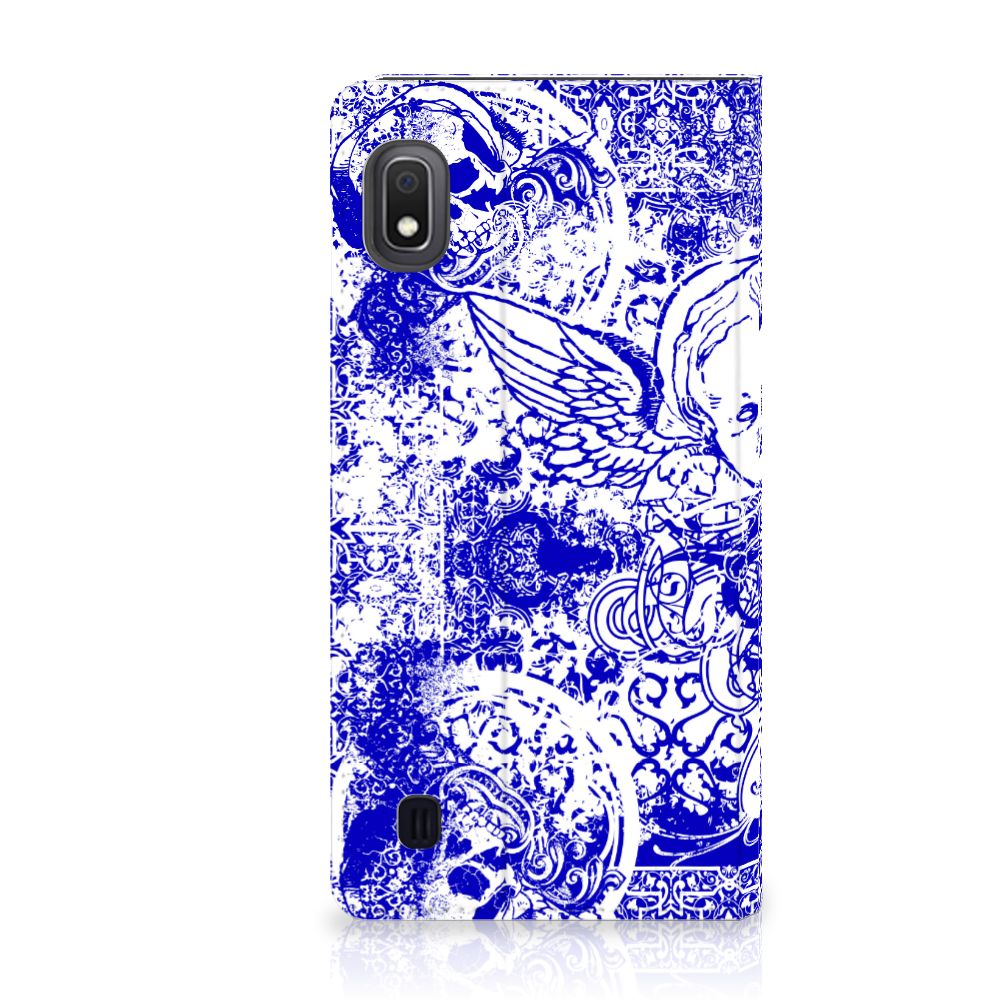 Mobiel BookCase Samsung Galaxy A10 Angel Skull Blauw