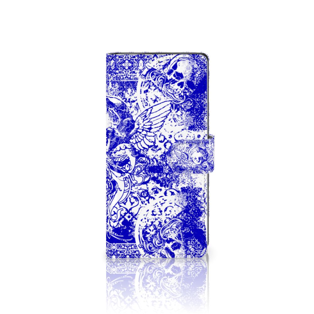 Telefoonhoesje met Naam Samsung Galaxy Note 10 Angel Skull Blauw