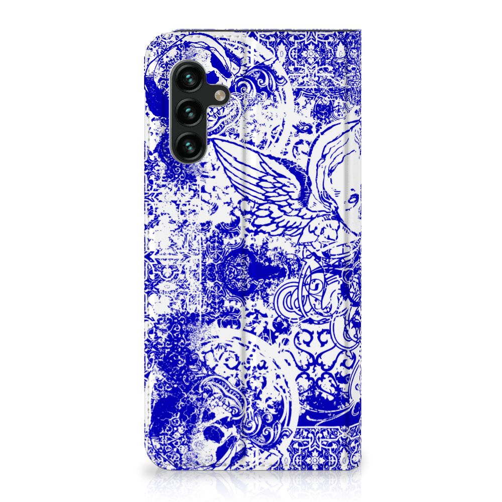 Mobiel BookCase Samsung Galaxy A13 (5G) | Samsung Galaxy A04s Angel Skull Blauw