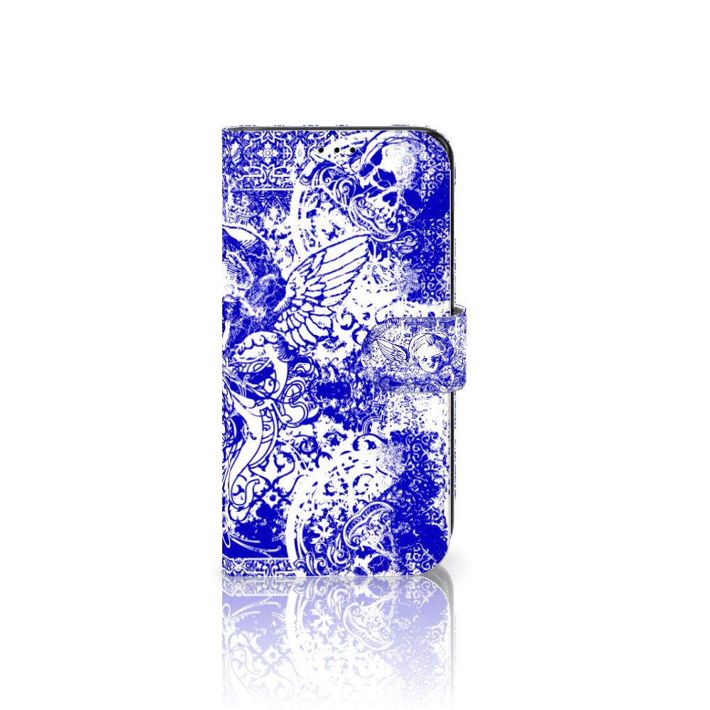 Telefoonhoesje met Naam Samsung Galaxy S7 Edge Angel Skull Blauw