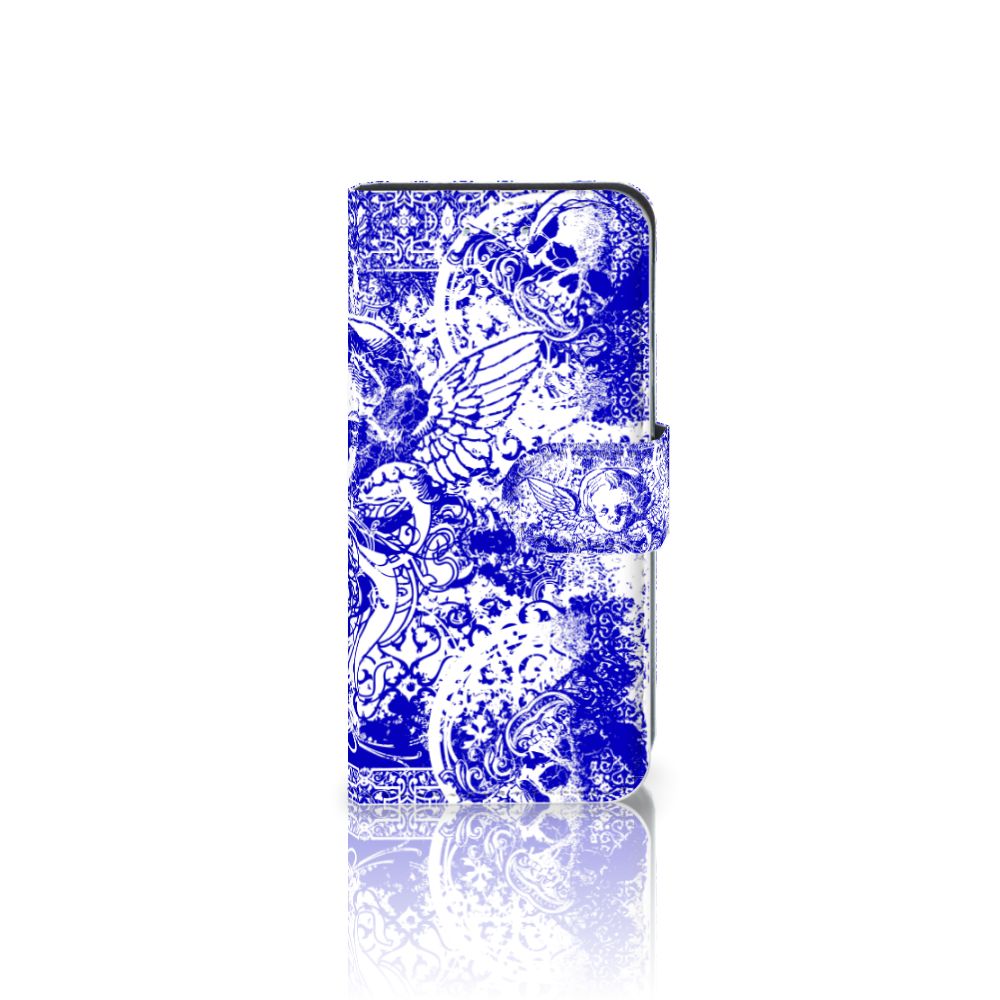 Telefoonhoesje met Naam Samsung Galaxy S6 Edge Angel Skull Blauw