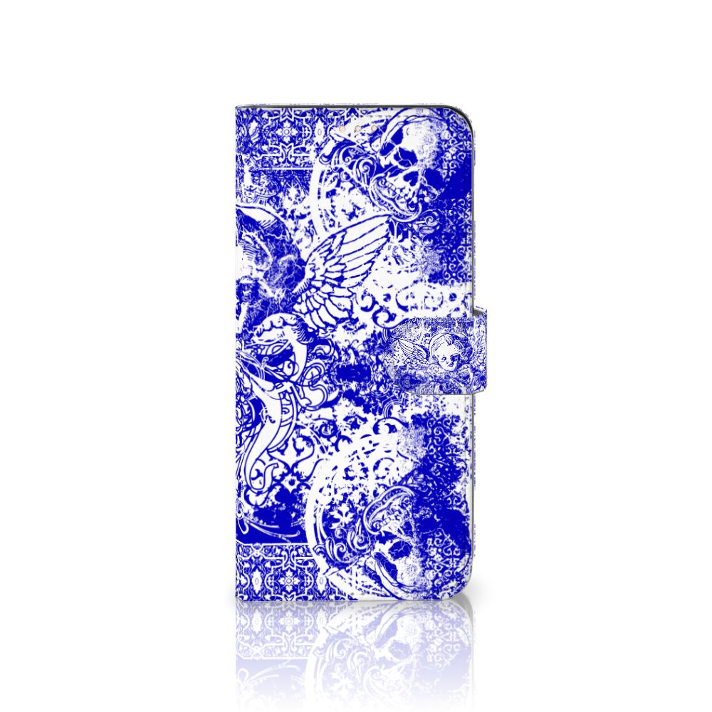 Telefoonhoesje met Naam Xiaomi Redmi Note 10/10T 5G | Poco M3 Pro Angel Skull Blauw