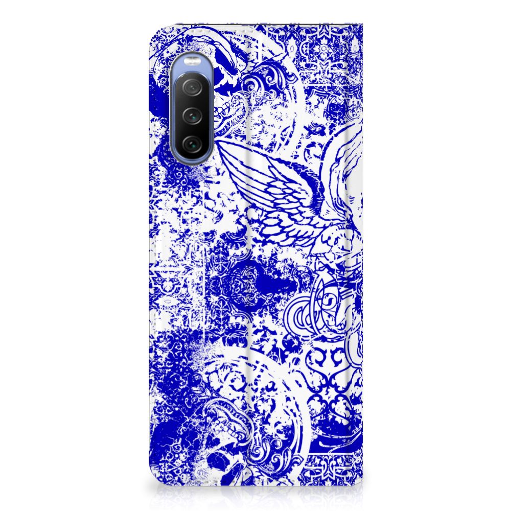 Mobiel BookCase Sony Xperia 10 III Angel Skull Blauw