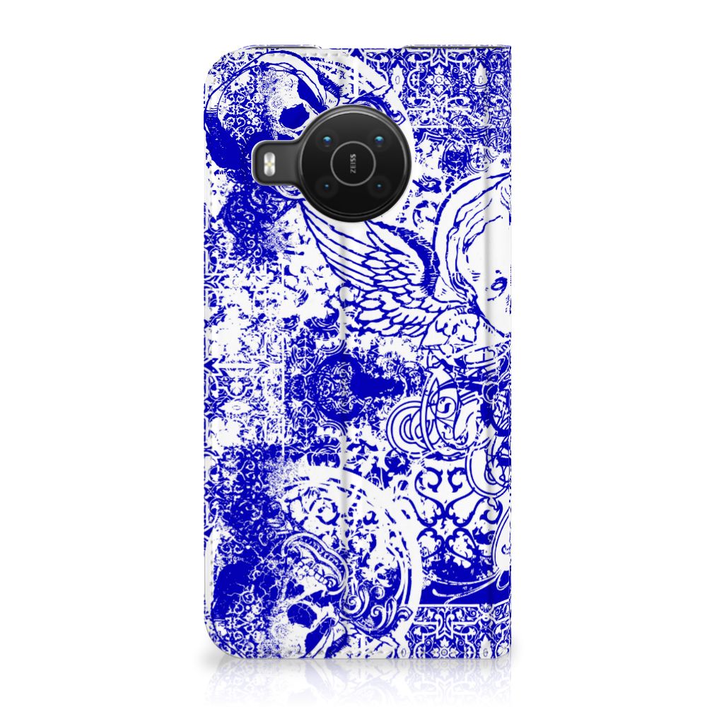 Mobiel BookCase Nokia X20 | X10 Angel Skull Blauw