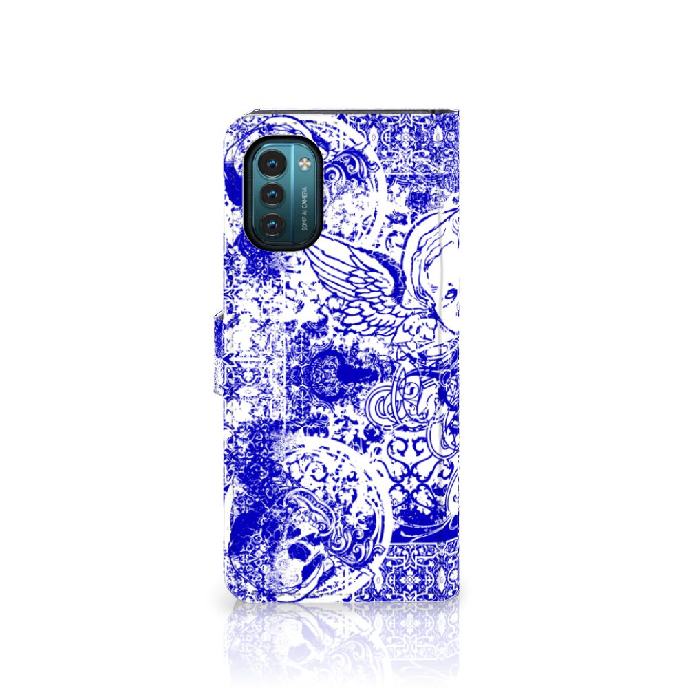 Telefoonhoesje met Naam Nokia G11 | G21 Angel Skull Blauw