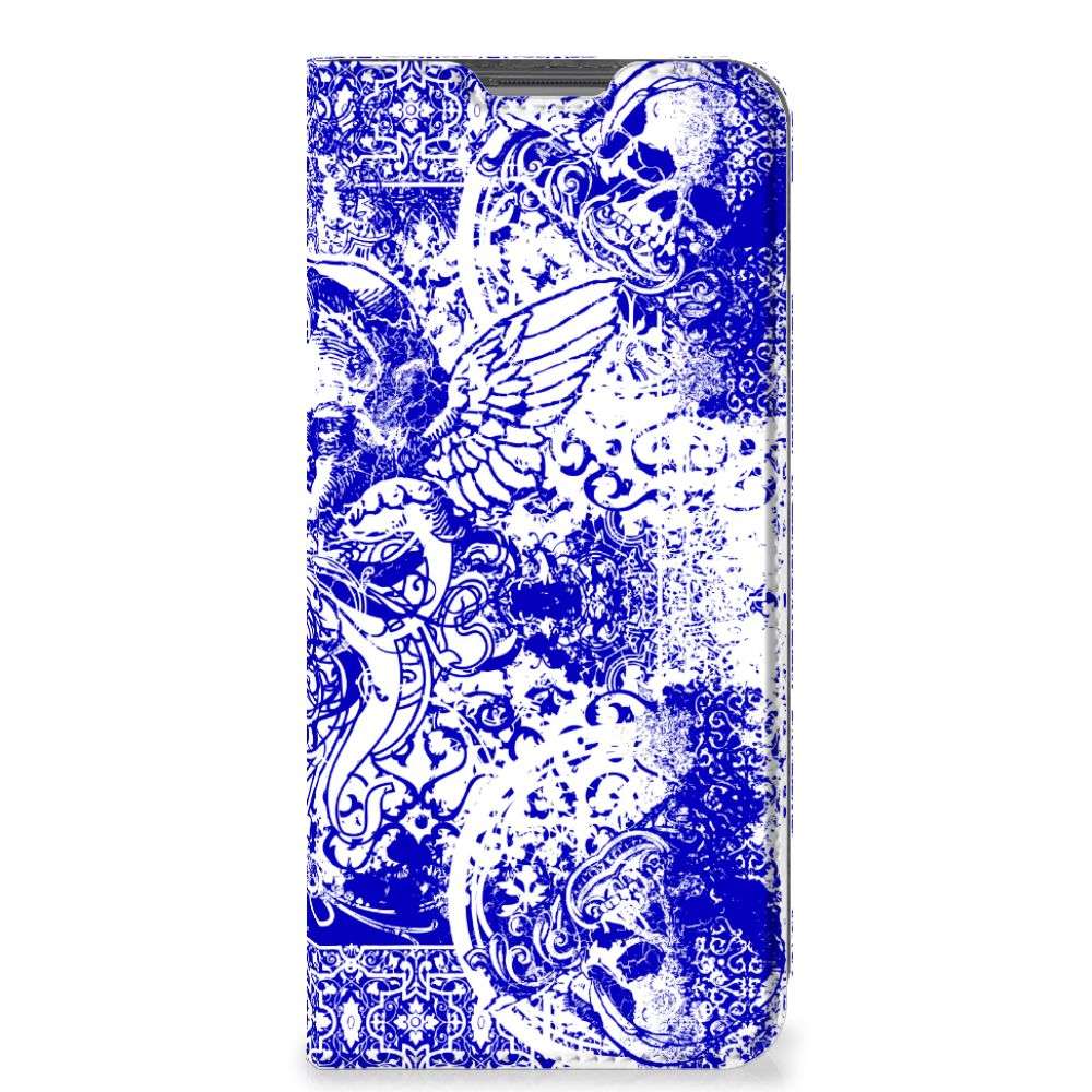 Mobiel BookCase OPPO A96 | A76 Angel Skull Blauw