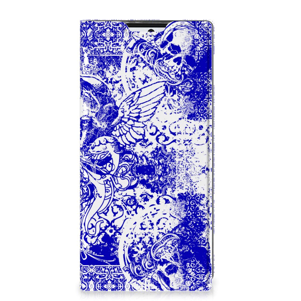 Mobiel BookCase Samsung Galaxy Note 10 Plus Angel Skull Blauw