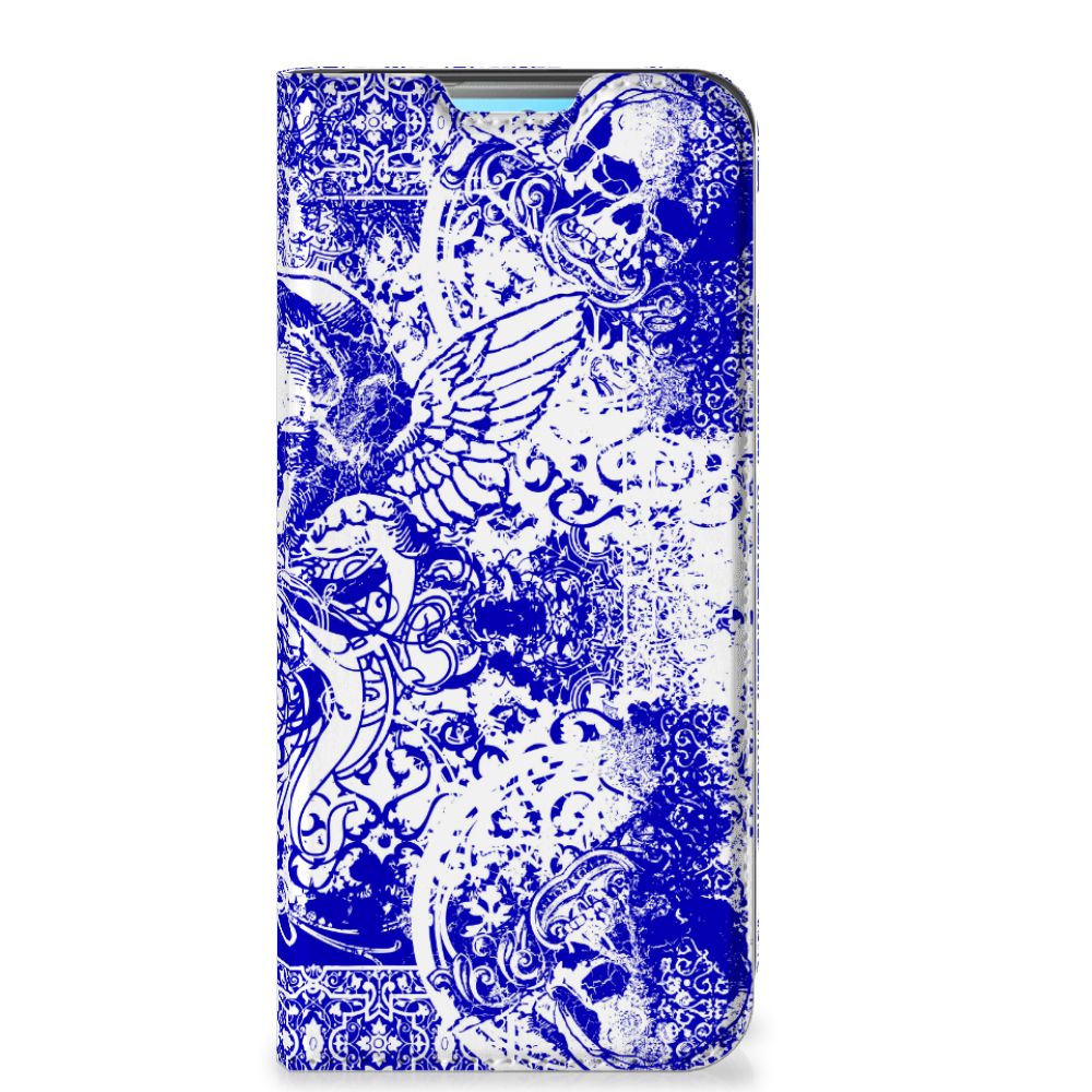 Mobiel BookCase Xiaomi Redmi 10 Angel Skull Blauw