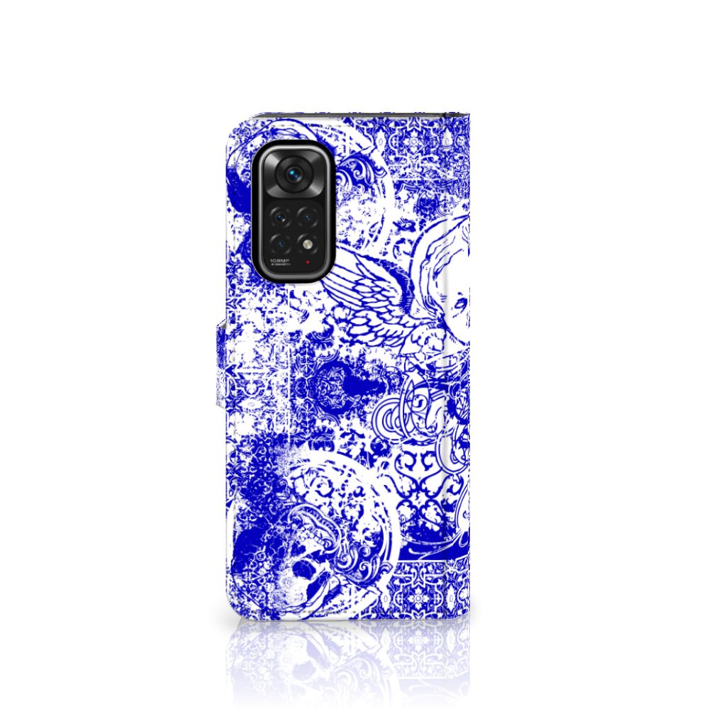 Telefoonhoesje met Naam Xiaomi Redmi Note 11/11S Angel Skull Blauw