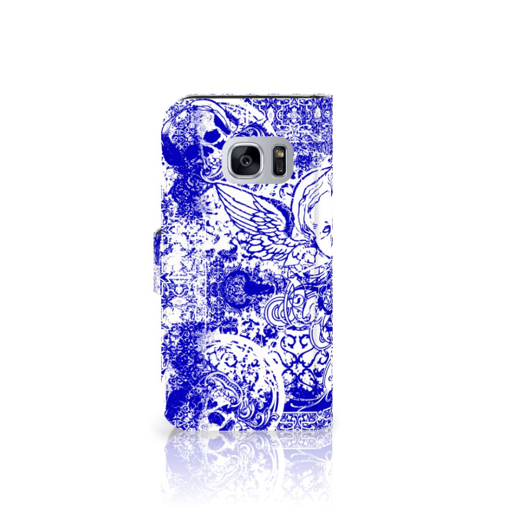 Telefoonhoesje met Naam Samsung Galaxy S7 Angel Skull Blauw