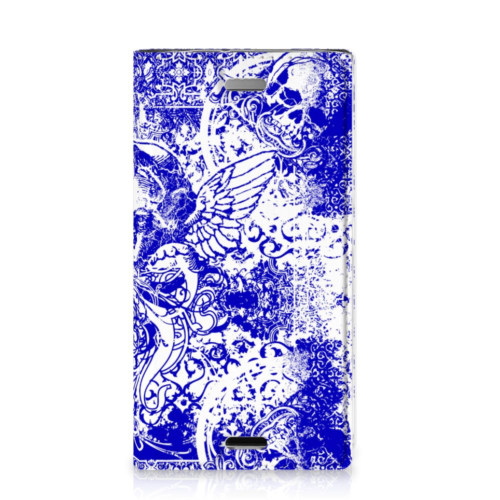 Mobiel BookCase Sony Xperia XZ1 Compact Angel Skull Blauw