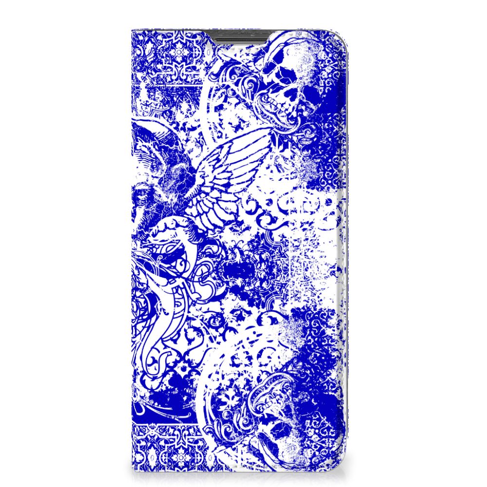 Mobiel BookCase Xiaomi Redmi Note 11 Pro Angel Skull Blauw