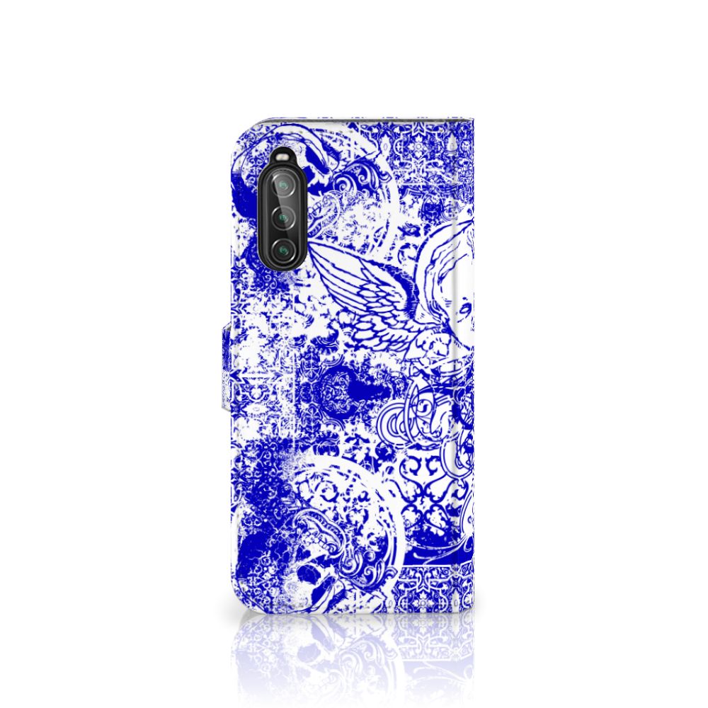 Telefoonhoesje met Naam Sony Xperia 10 II Angel Skull Blauw