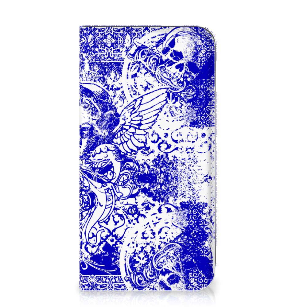 Mobiel BookCase Apple iPhone 11 Pro Max Angel Skull Blauw