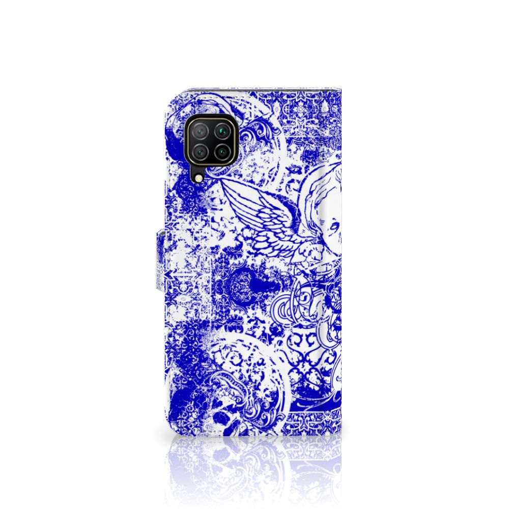 Telefoonhoesje met Naam Huawei P40 Lite Angel Skull Blauw