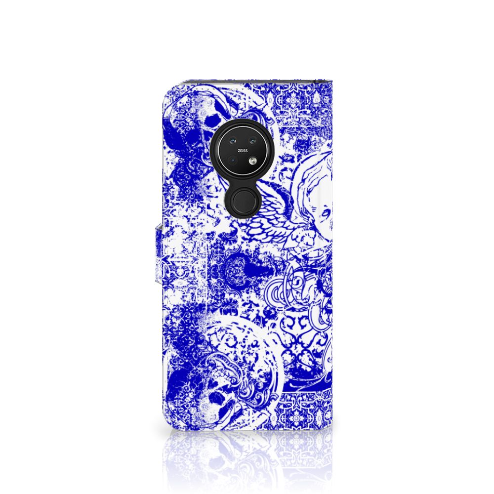 Telefoonhoesje met Naam Nokia 7.2 | Nokia 6.2 Angel Skull Blauw