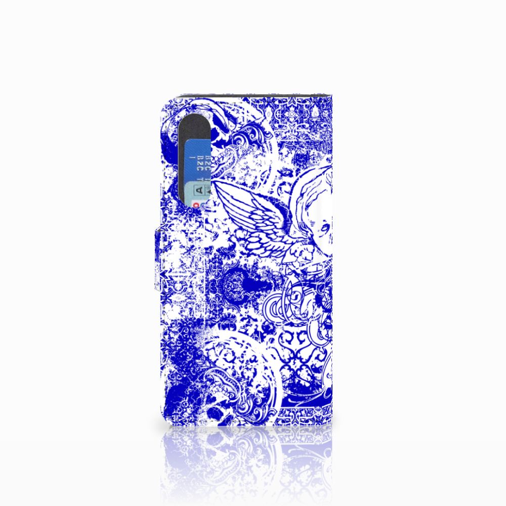 Telefoonhoesje met Naam Huawei P30 Angel Skull Blauw
