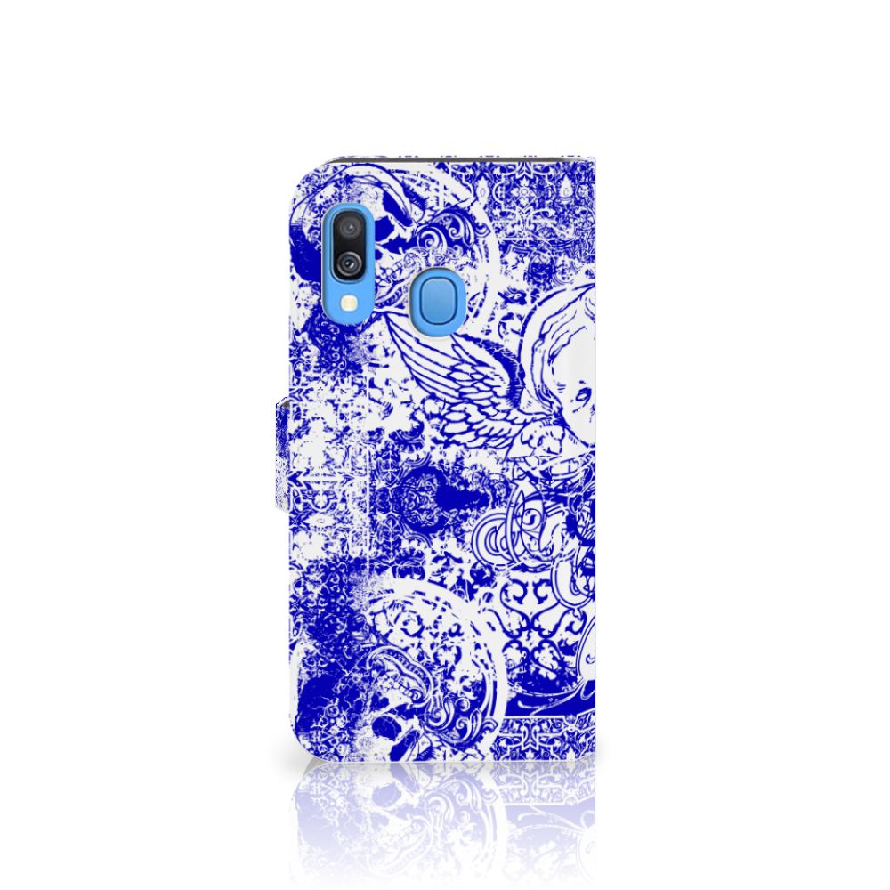 Telefoonhoesje met Naam Samsung Galaxy A40 Angel Skull Blauw